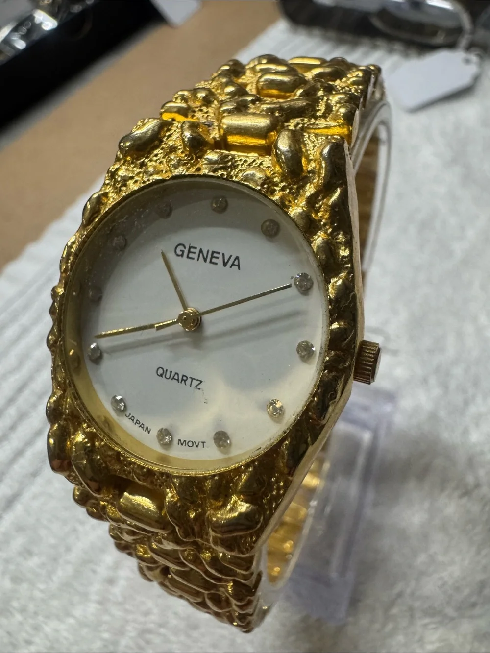Geneva Gold Tone Men's Quartz Watch with White Dial